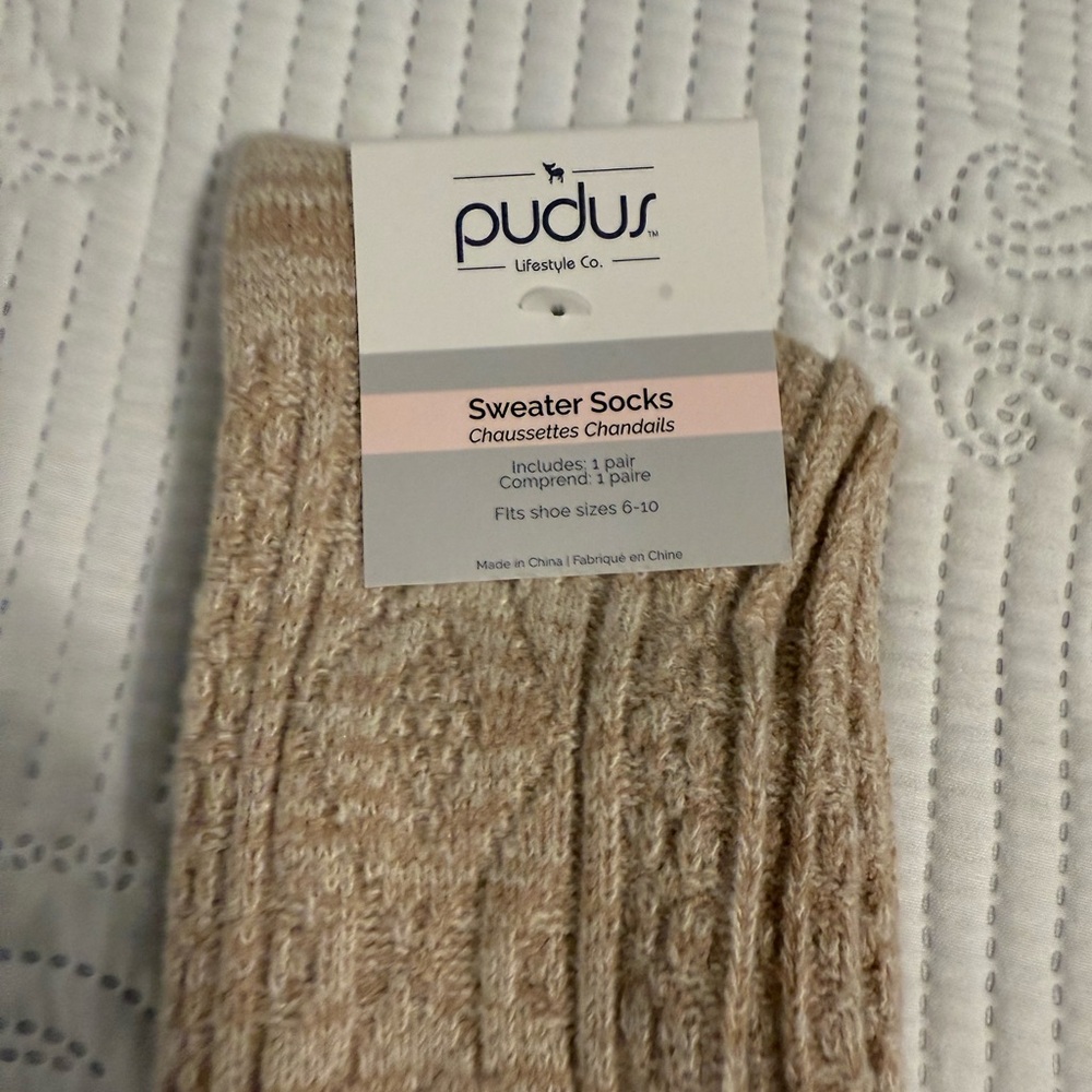Women's Tan Sweater Socks